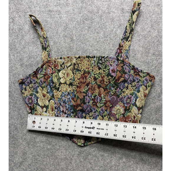 Top Womens Large Floral Tapestry Bustier Corset Crop Tank Cami Multicolor - Picture 3 of 9